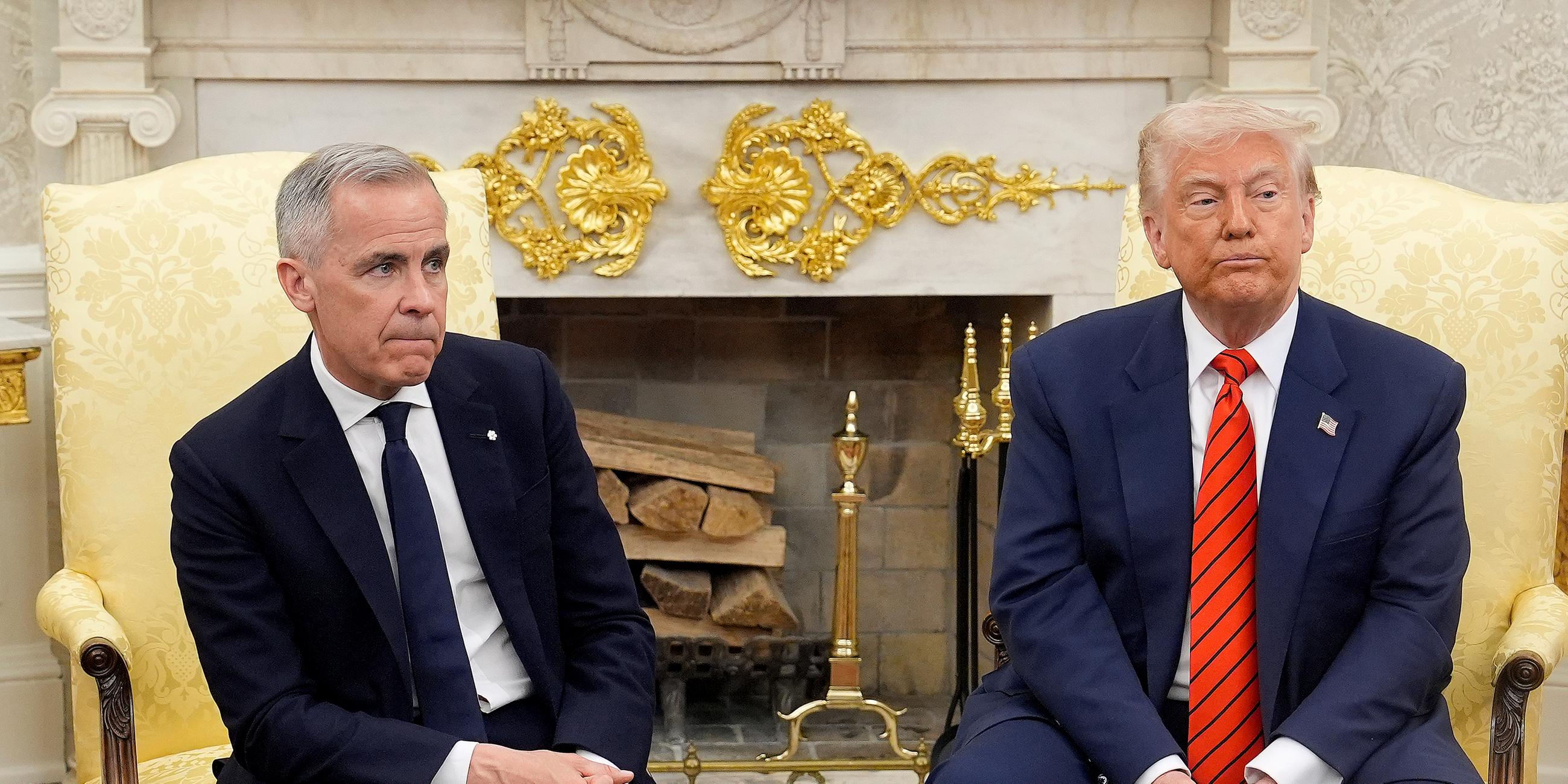 Kanadas Premierminister Mark Carney und US-Präsident Donald Trump treffen sich im Weißen Haus in Washington, D.C.